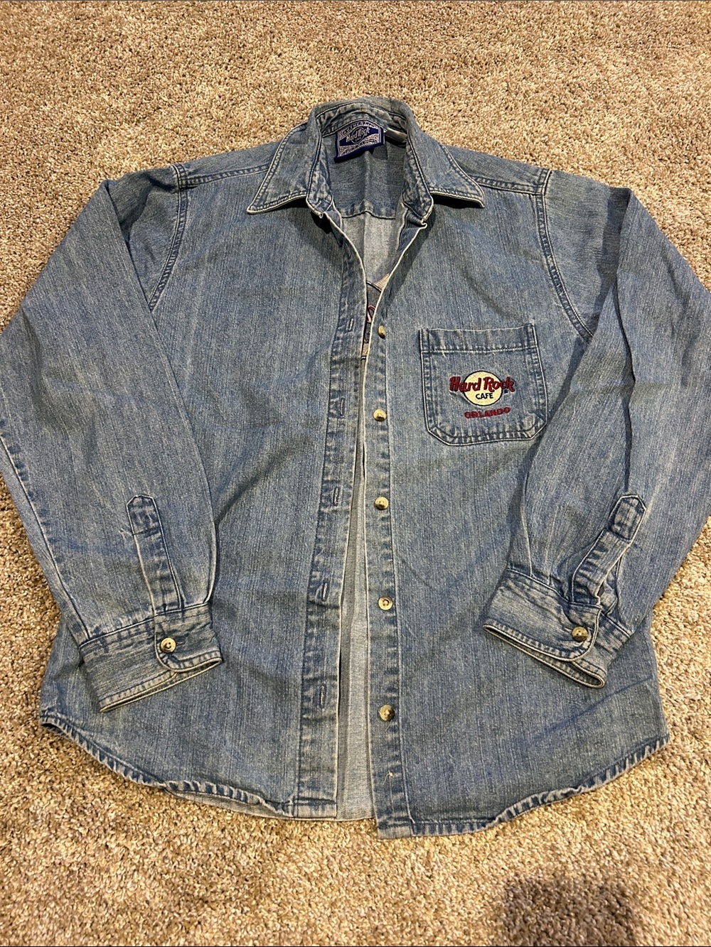 Hard Rock Cafe Denim Shirt - Blue with Red Logo